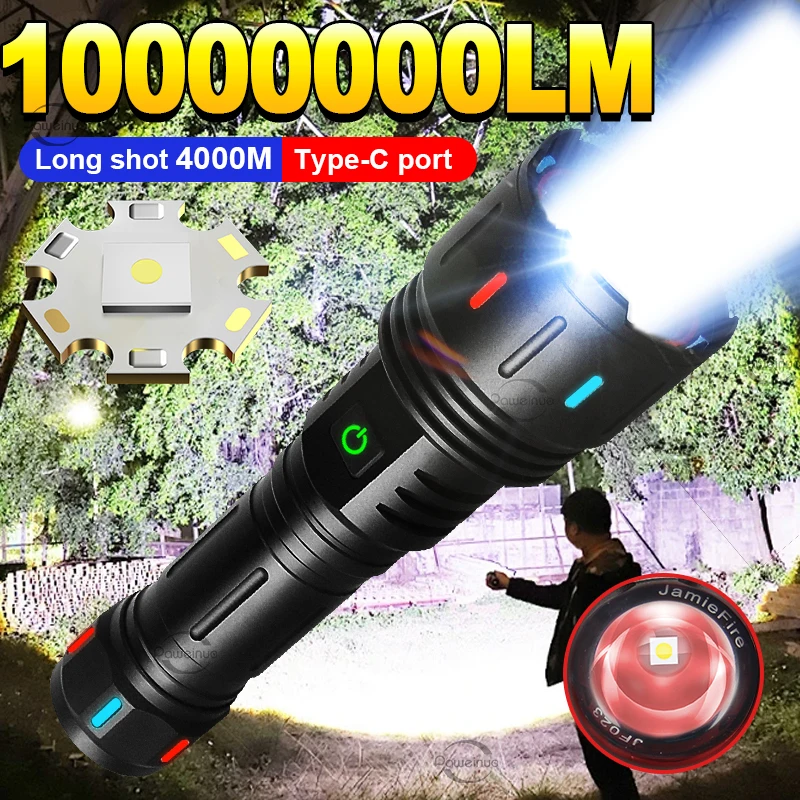 Upgrade Fluorescent Flashlight 800W High Power LED Flashlights Ultra Powerful USB Rechargeable Torch Light Tactical Hand Lantern