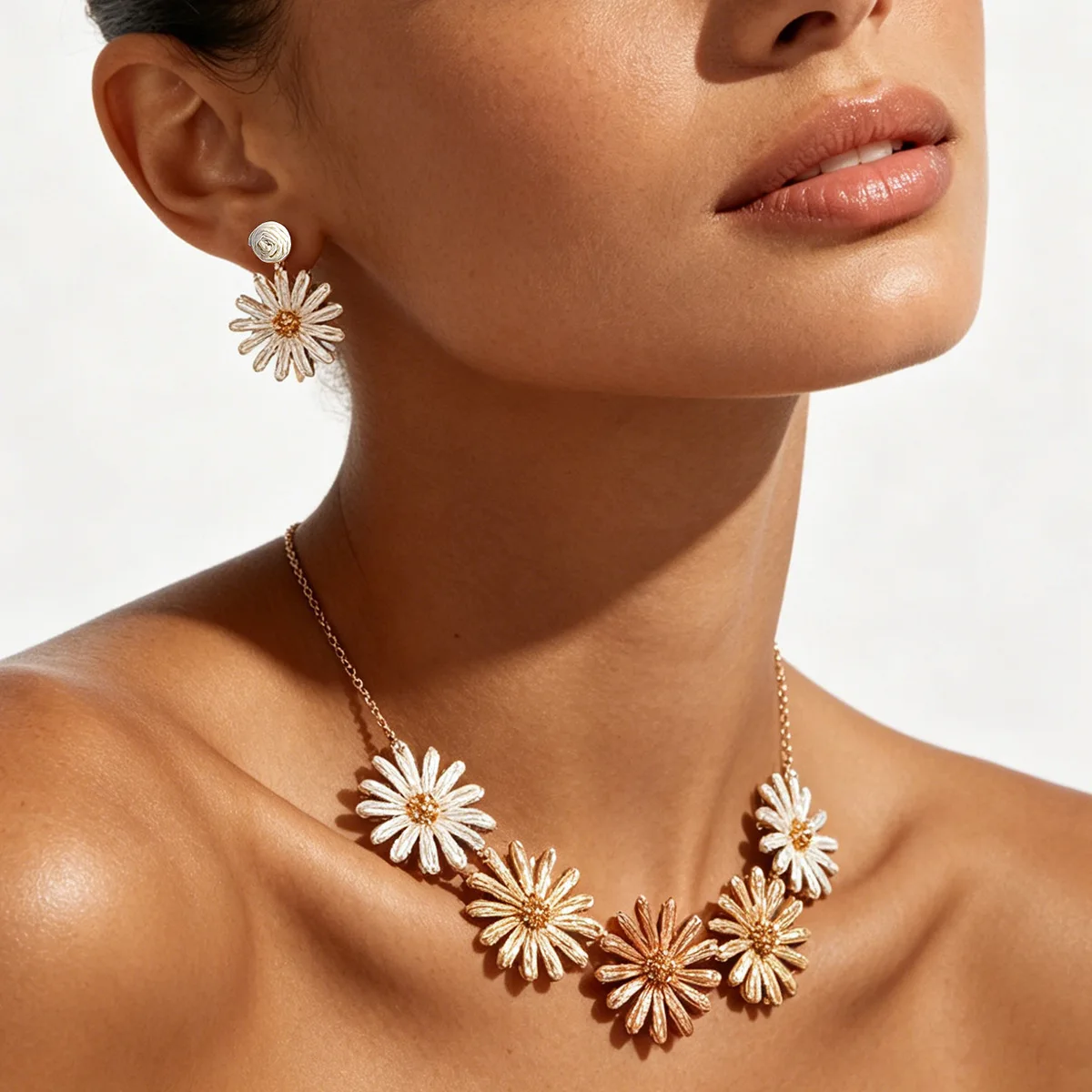 Fashion Daisy Necklace Earrings Set Bohemian Holiday Style Personality Jewelry Female Source