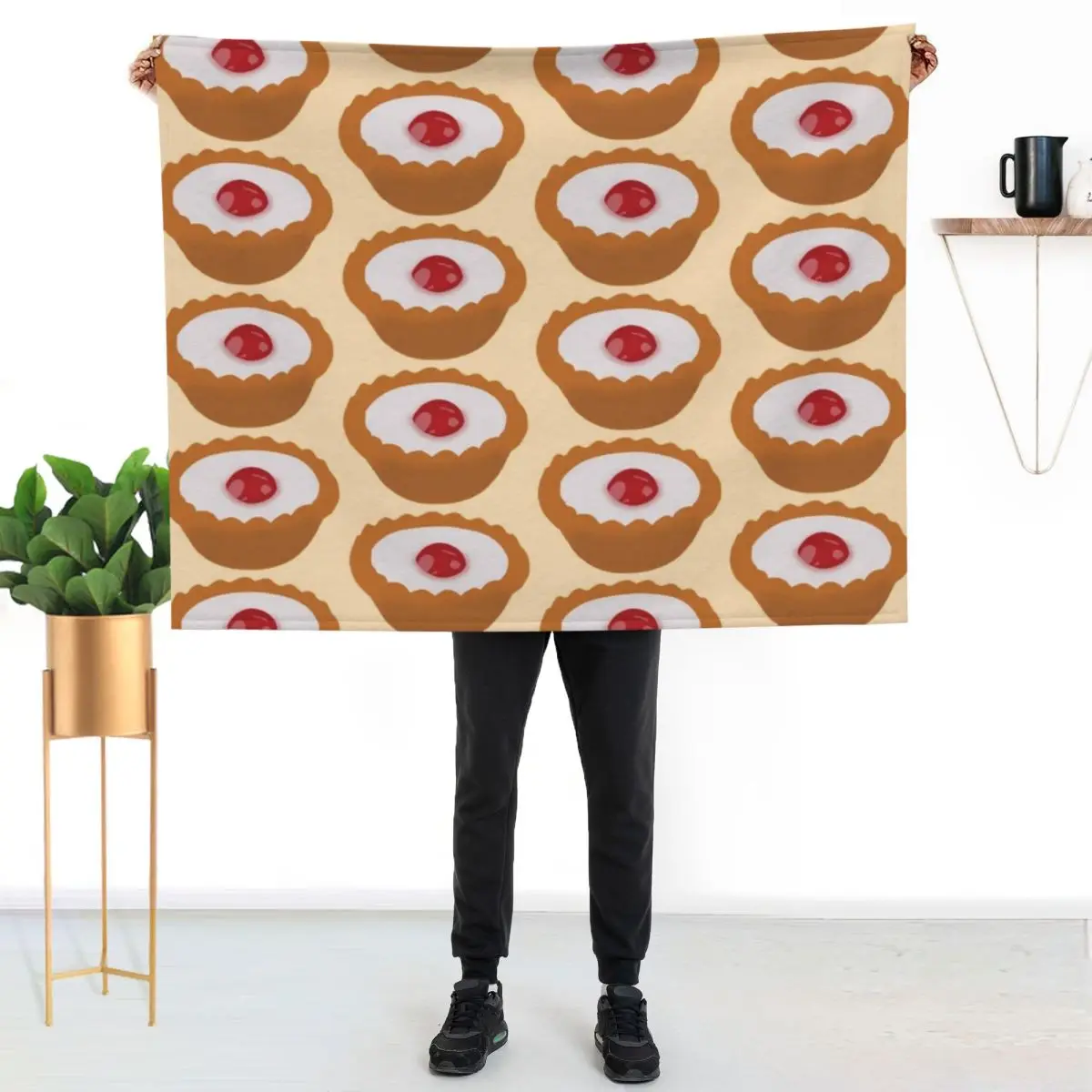 Cherry Bakewell Tart Throw Blanket Lightweight Warm Blanket for Travel Camping