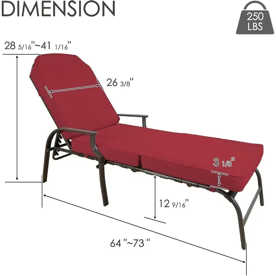 Outdoor chaise lounge chair for patio use, made of weather-resistant rattan in beige, featuring removable cushion with quick-dr