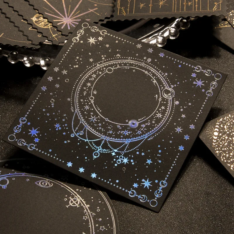 10 - Sheet Retro Laser - Reflective Hard Cardstock Decorative Paper, Vintage - style Patterns with Shiny Holographic Effect