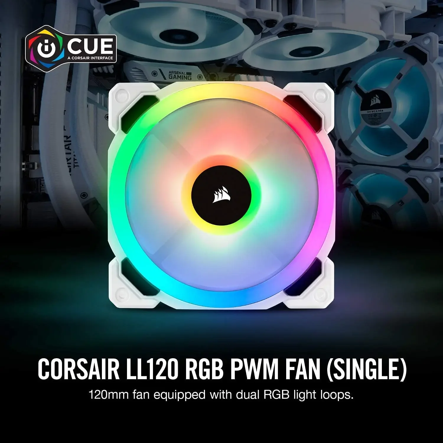 Corsair LL Series, LL120 RGB/QL Series, Ql120 RGB/SP120 RGB Elite,120mm RGB LED Fan, Single Pack- White/Black