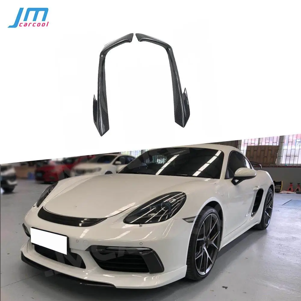 

Front Fog Lamp Fin Canards Cover fit for Porsche 718 Cayman Boxster 2016-2019 Carbon fiber Foglight Trim Frame Sticker