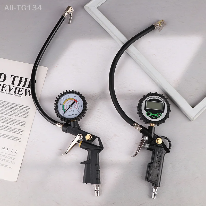 Multifunctional 220PSI Car & Motorcycle Tire Air Pressure Monitoring Gauge Tester Air Compressor Dial Meter Inflator Pump Tool