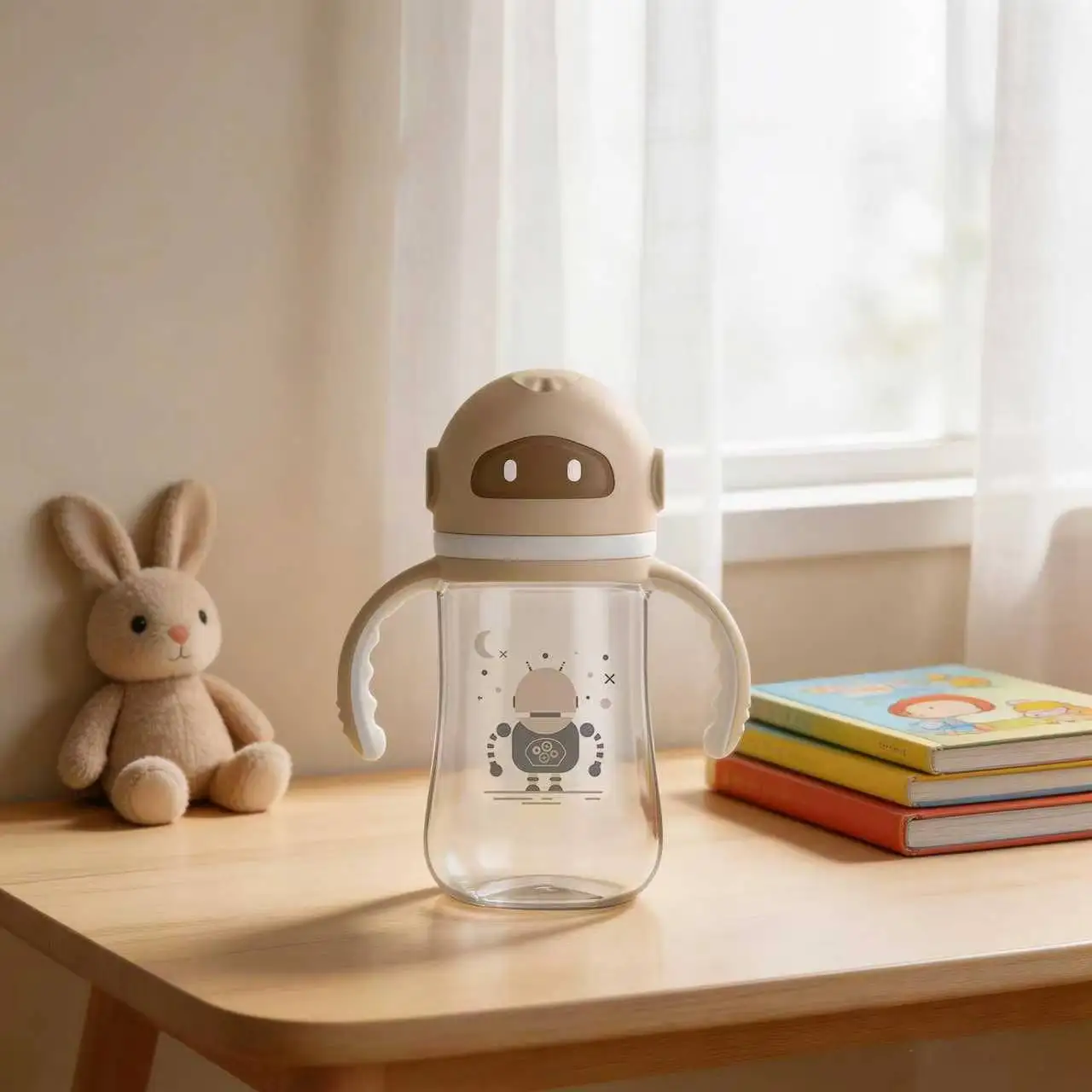 240ml/8oz Baby Feeding Bottle-PP Baby Bottle With Handle,Drop-Proof Design,Light Weight, Wide-Neck Milk Bottle for Easy Cleaning