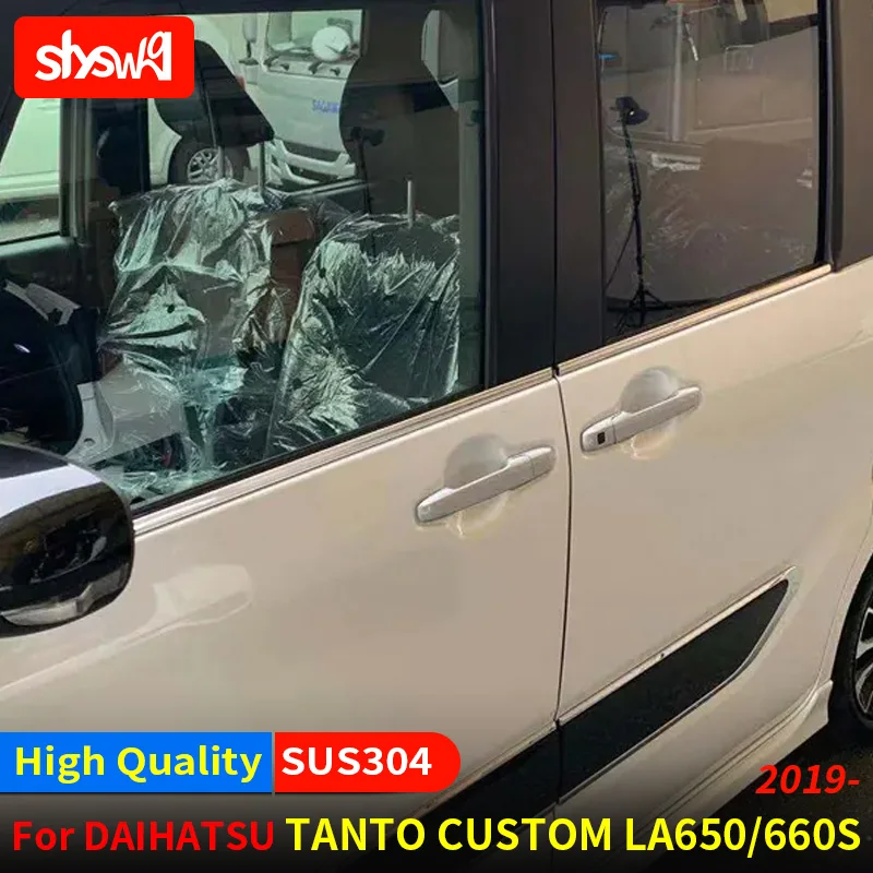 For DAIHATSU TANTO CUSTOM LA650/660S 2019+ 4PCS WINDOW PILLAR SILL TRIM COVER High-grade Stainless Steel Car Styling Accessorie