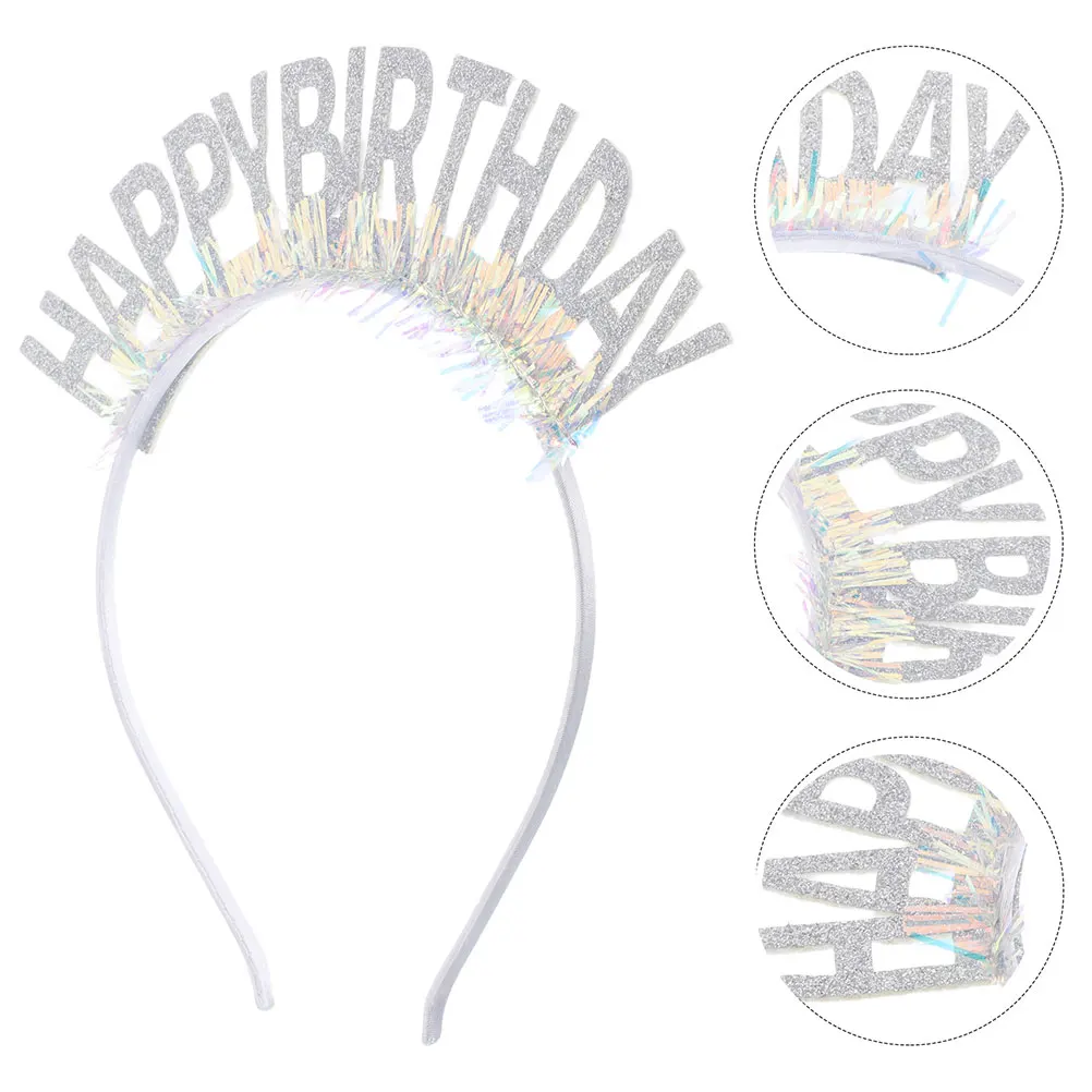 

6pcs Birthday Headband Glitter Birthday Hairband Glitter Golden Tinsel Hair Accessories Girls Celebration Photo Props