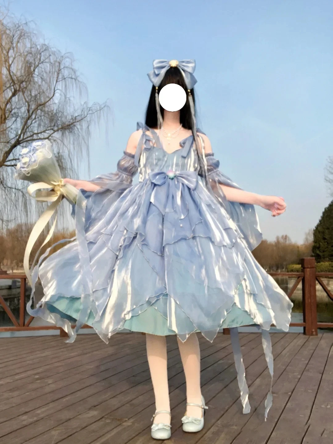 Abiti da sposa Lolita fiore chiaro splendido abito da principessa elegante cinturino Jsk Summer