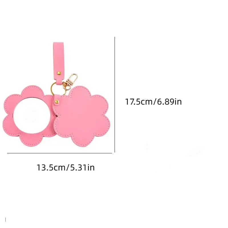 PU Leather Flower Shape Makeup Mirror Round Ultra-Thin Lightweight Cosmetic Mirrors Portable Mini Rotate Travel Pocket Mirror