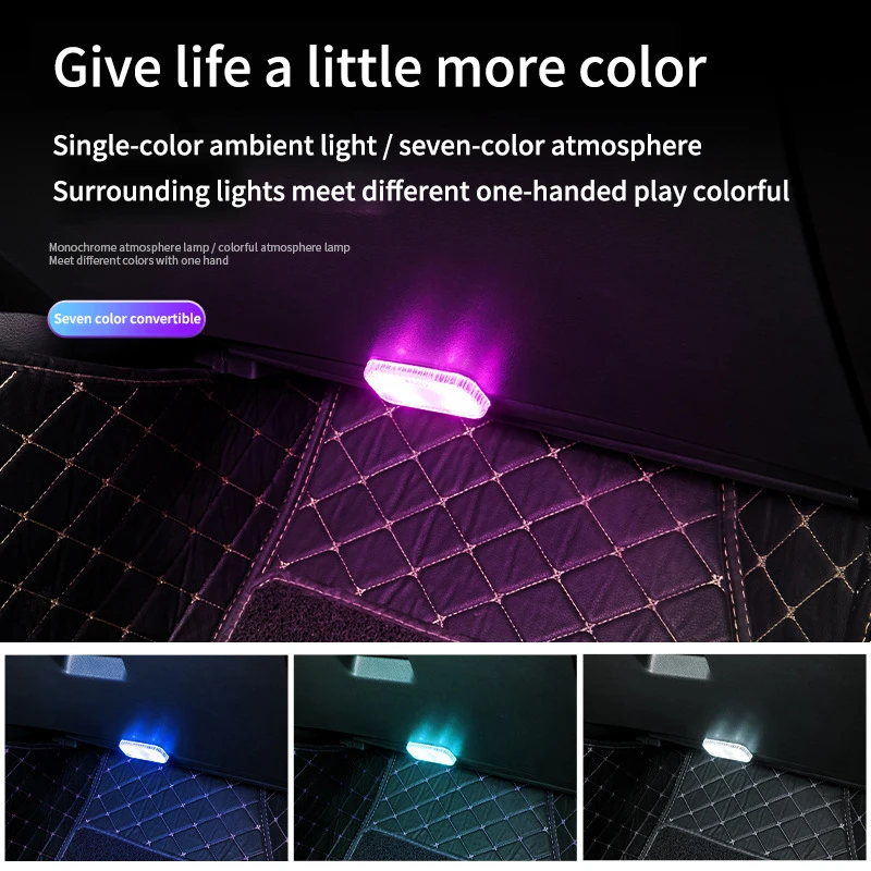 LED Touch Light Mini Wireless Car Interior Lighting Auto Roof Ceiling Reading Lamp for Door Foot Trunk Storage Box USB Car Light