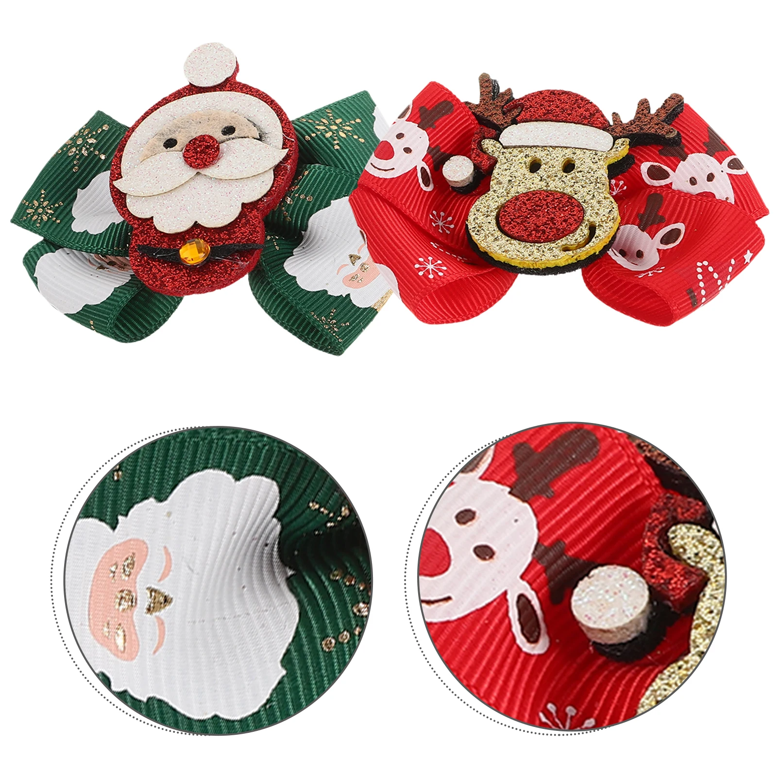 

8 Pcs Children Clips Christmas Deer Bow Hair Accessories for Girls Toddler Festive Hair Decor Polyester Kid Hairpins