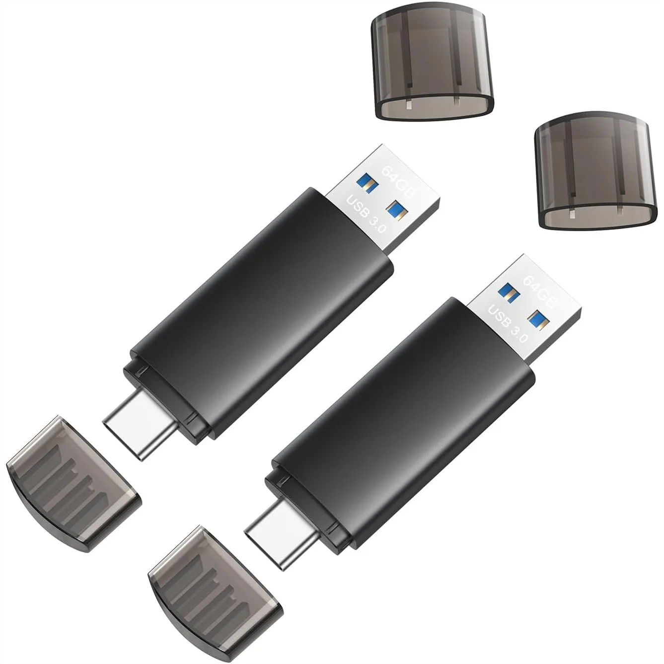 

64GB USB C Flash Drive Dual USB 3.0 Type-C + USB A Portable Thumb Drive for Smartphone Tablet Computer Mac iPhone 16/17