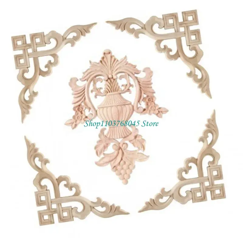 R53F Artistic Floral Wooden Round Door Center Decoration Vintage Interior Accent