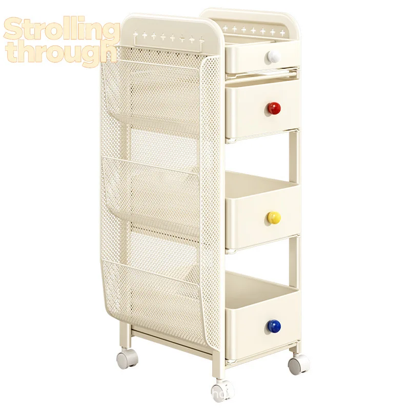 

Bookshelf removable trolley storage rack, schoolbag shelf, books, stationery, snacks, trolley storage, layered rack