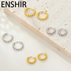 ENSHIR Lucky Beads Small Hoop Earrings For Women Men Simple Fashion Ins Jewelry Gifts Daliy Party Wholesale