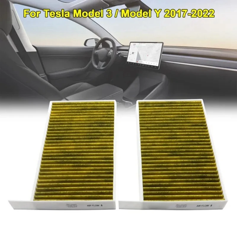 2 Pair For Tesla Model 3 Auto Air Conditioning Filter Grid PM2.5 Activated Carbon Filter Grid 1107681-00-A