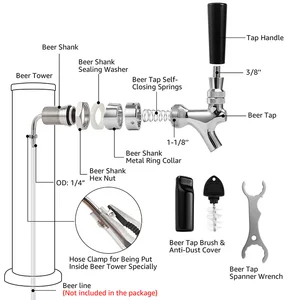 Single Tap Draft Beer Tower, Chrome Dispenser Tower with Spring, Faucet of Beer Brewing, Hose and Key, Better to Install 6 MAIN SALES CHAPEIRA - №4