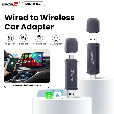 Carlinkit Mini 5/5 Pro Wireless Carplay Android auto Adapter for Car Intelligent Systems Upgrade Ble Wifi Wireless Connection