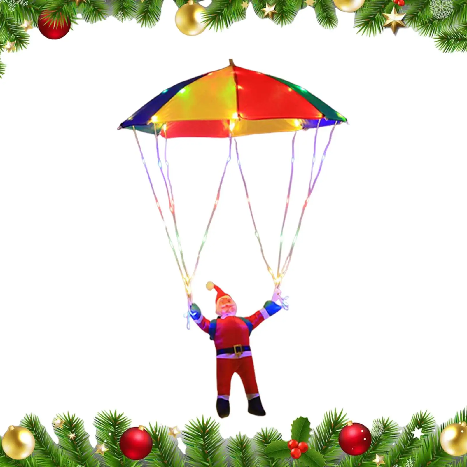 

Рождественские огни с парашютом Санта-Клауса, декоративные гирлянды, водонепроницаемое окружающее освещение с 8 режимами для елки, вечеринки, двора, патио