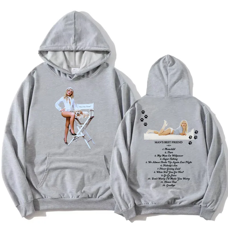 เสื้อฮู้ดลายการ์ตูนตลกๆ ของ Sabrina Carpenter สำหรับผู้ชายและผู้หญิง แขนยาว มีฮู้ด