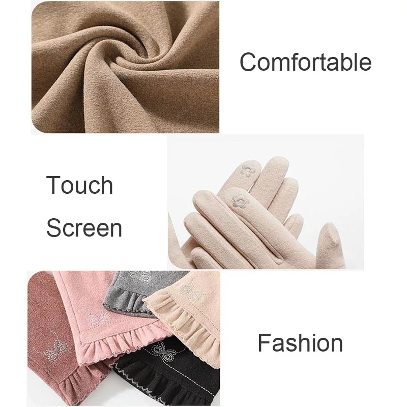 Autumn And Winter Women Warm Gloves Fashion Cute Student Touch Screen Mittens Cycling Female Full Finger Gloves Wholesale T81