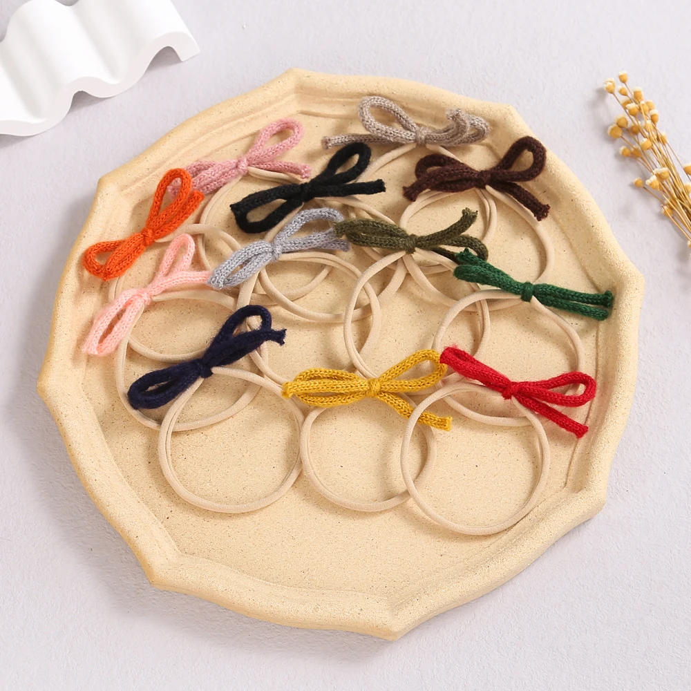 Fashion Wool Bow Headband for Baby Girls Soft Nylon Hair Bands for Toddlers Infants High Elastic HairBands Hair Accessories