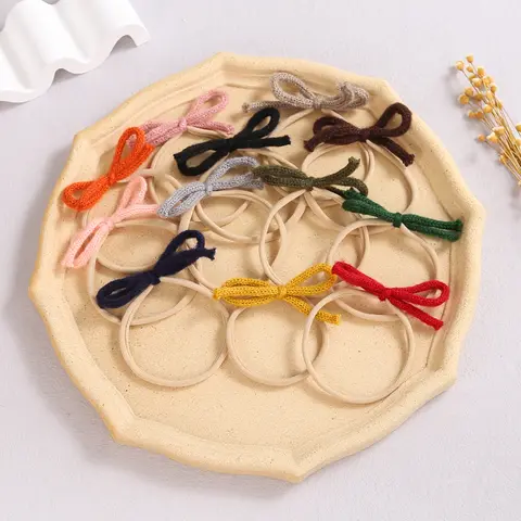 Fashion Wool Bow Headband for Baby Girls Soft Nylon Hair Bands for Toddlers Infants High Elastic HairBands Hair Accessories