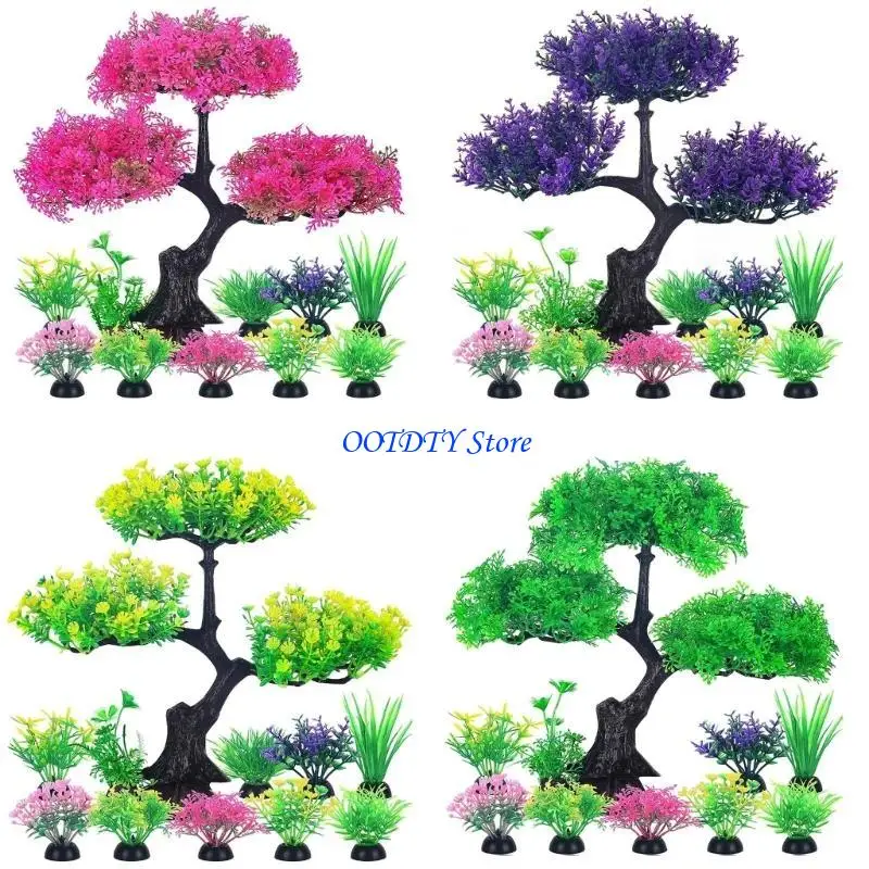 

367A 10 шт. искусственные зеленые водные растения, маленькие аквариумные декорации, пейзаж для украшения аквариумов, ландшафтный