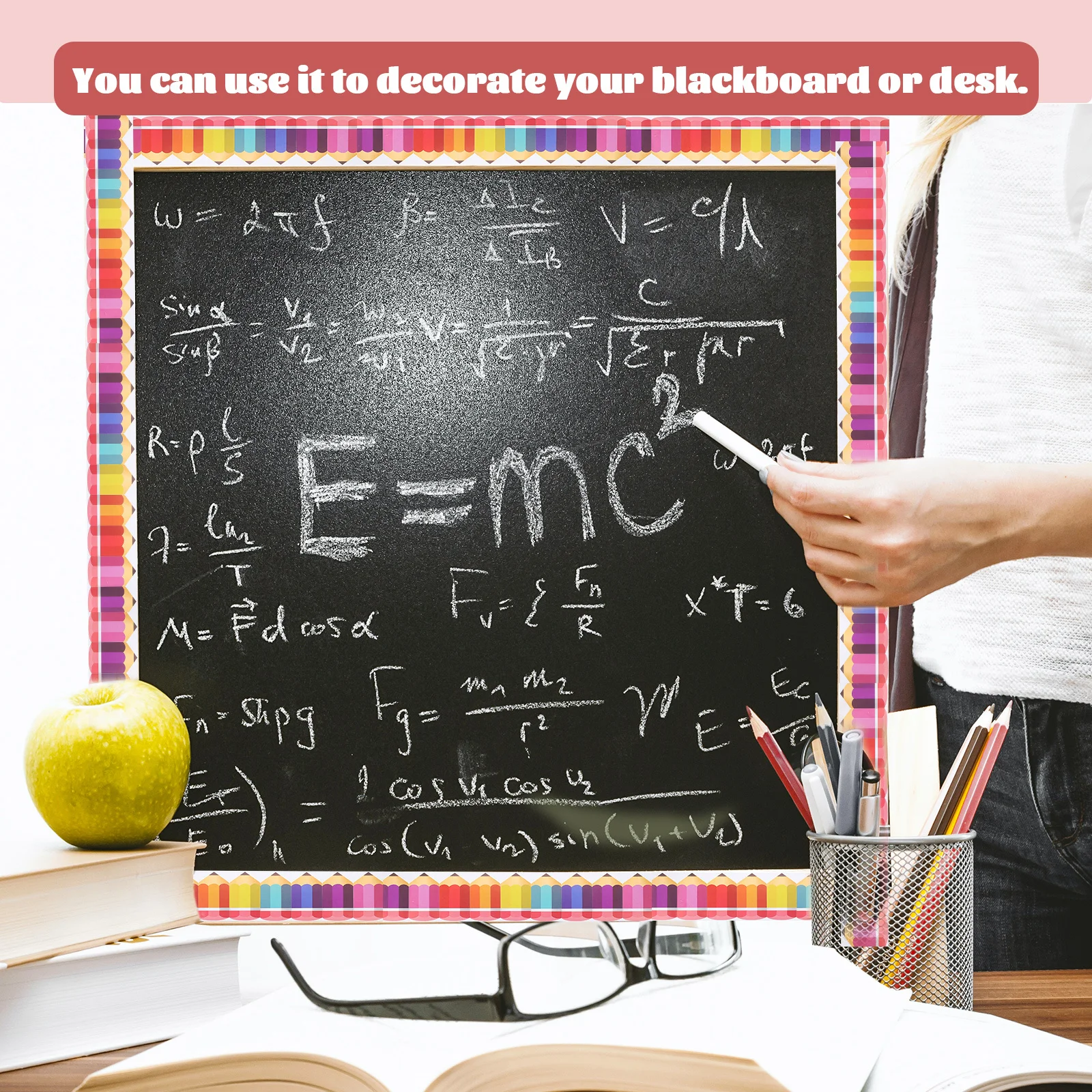 

Border Stickers Bulletin Board Decorations for Classroom Library Borders Pencil Pattern Creative Blackboard
