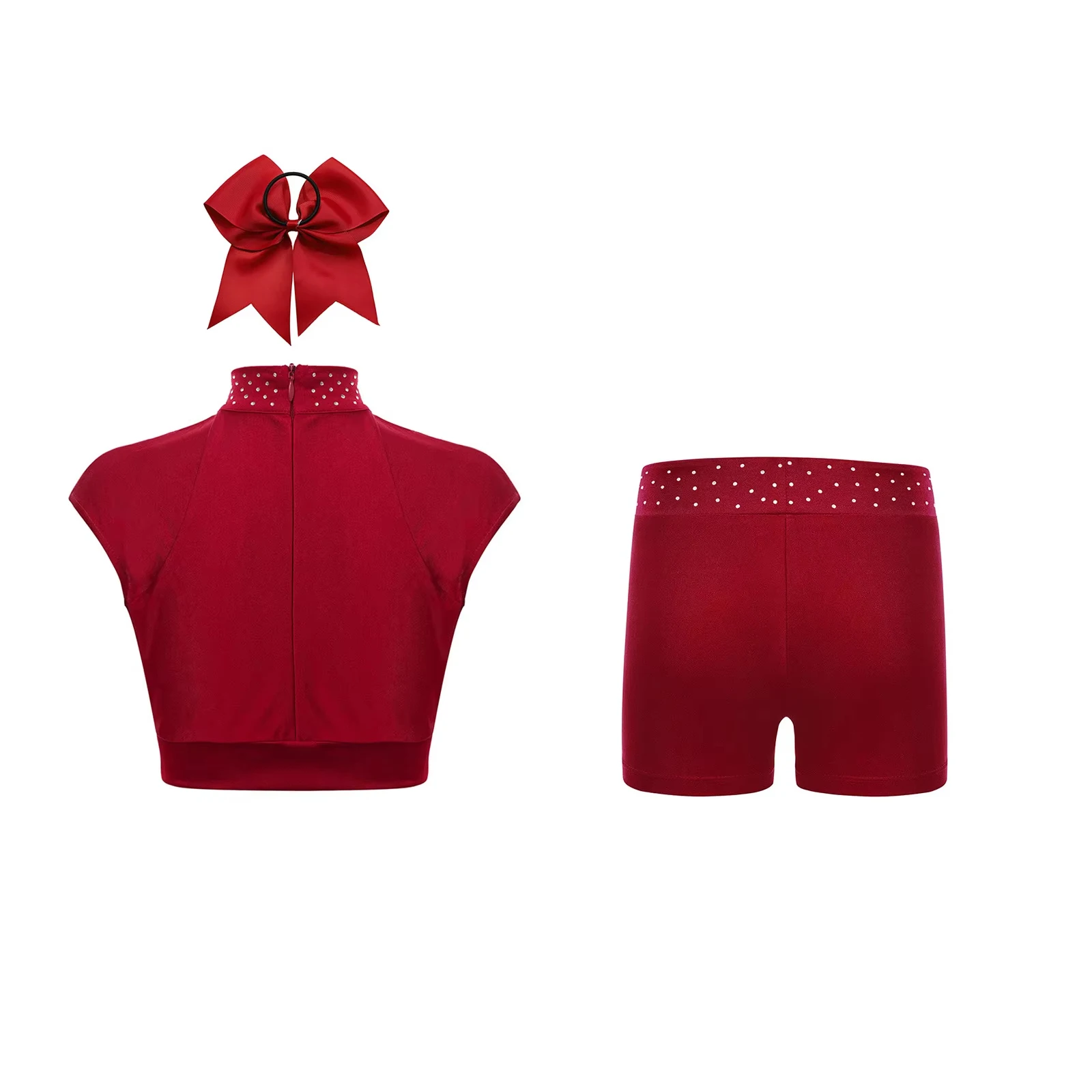 

Kids Girls Ballet Dancewear Set Sleeveless Tank Top+Shorts Tankini Outfits for Workout Cheerleading Figure Skating Performance