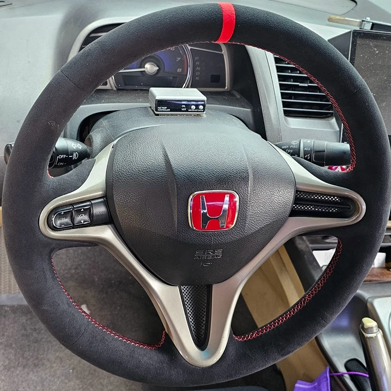 Braid Car Steering Wheel Cover For Honda Civic Old Civic (3-Spoke) 2006-2011 Suede Leather Steering Wrap Car Accessories