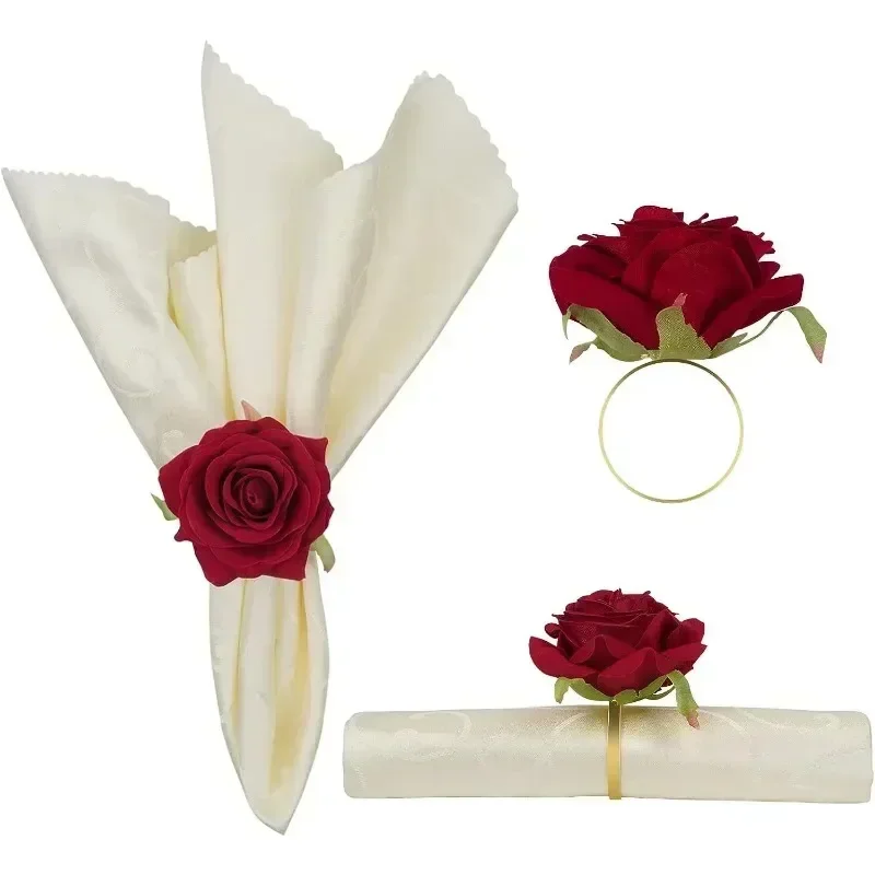 96PCS Rose Napkin Clasp, Pink Rose Red Rose Napkin Ring, Wedding, Valentine\'s Day Banquet, Party Christmas Birthday Decoration