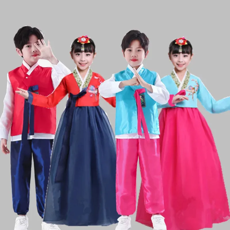 Men's and Women's Costumes Korean Children's Traditional Clothes Girls Improved Hanbok Boys Baby Korean Children's Clothes