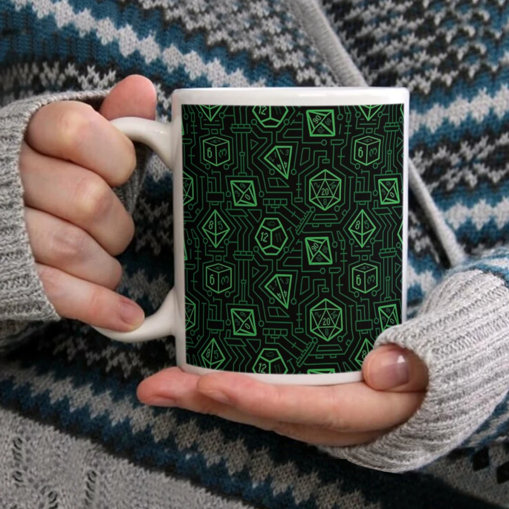 

Tech D20 Pattern [Green]Coffee Mug Tea Cup 11oz Coffee Cup Funny Birthday Ceramic Mug Personalized Cup