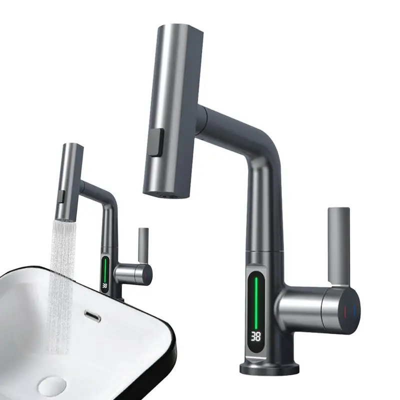 

Pull Out Kitchen Faucet Flexible Pull-out Tap Rotatable Faucet 360 Degree Cleaning Water Taps For Public Washbasins Kitchen Sink