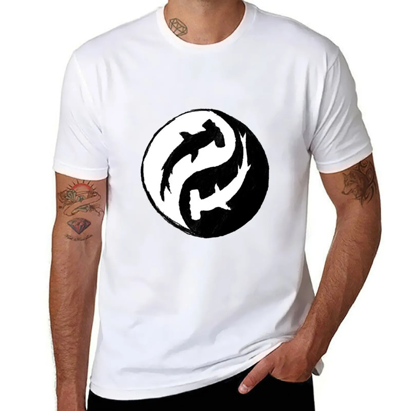 

Hammer Head Shark Yin Yang Taichi Symbol T-Shirt anime t shirts oversize t shirts for man pack white T-Shirt