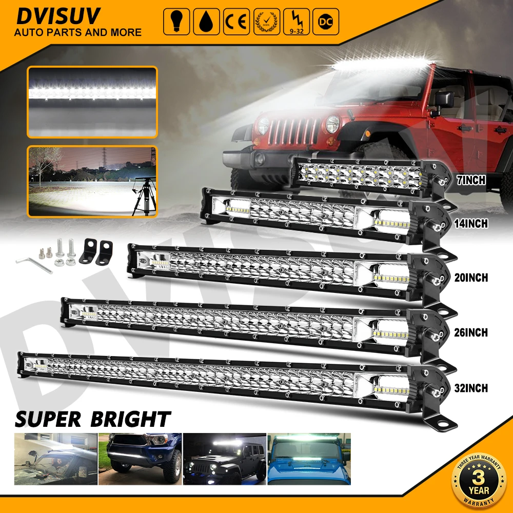 

HAOLIDE Super Slim 8/20/32inch LED Bar Spot Flood Beam LED Light Bar for Tractor Boat off-road use 4WD 4x4 Trucks SUV 12V 24V