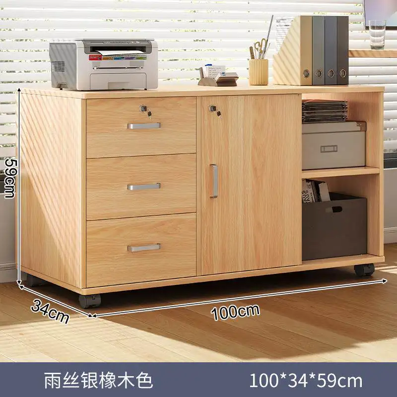 File Cabinet Office Wooden Mobile Storage with Lock Drawer Cabinet with Wheel Under Table Storage Locker Data