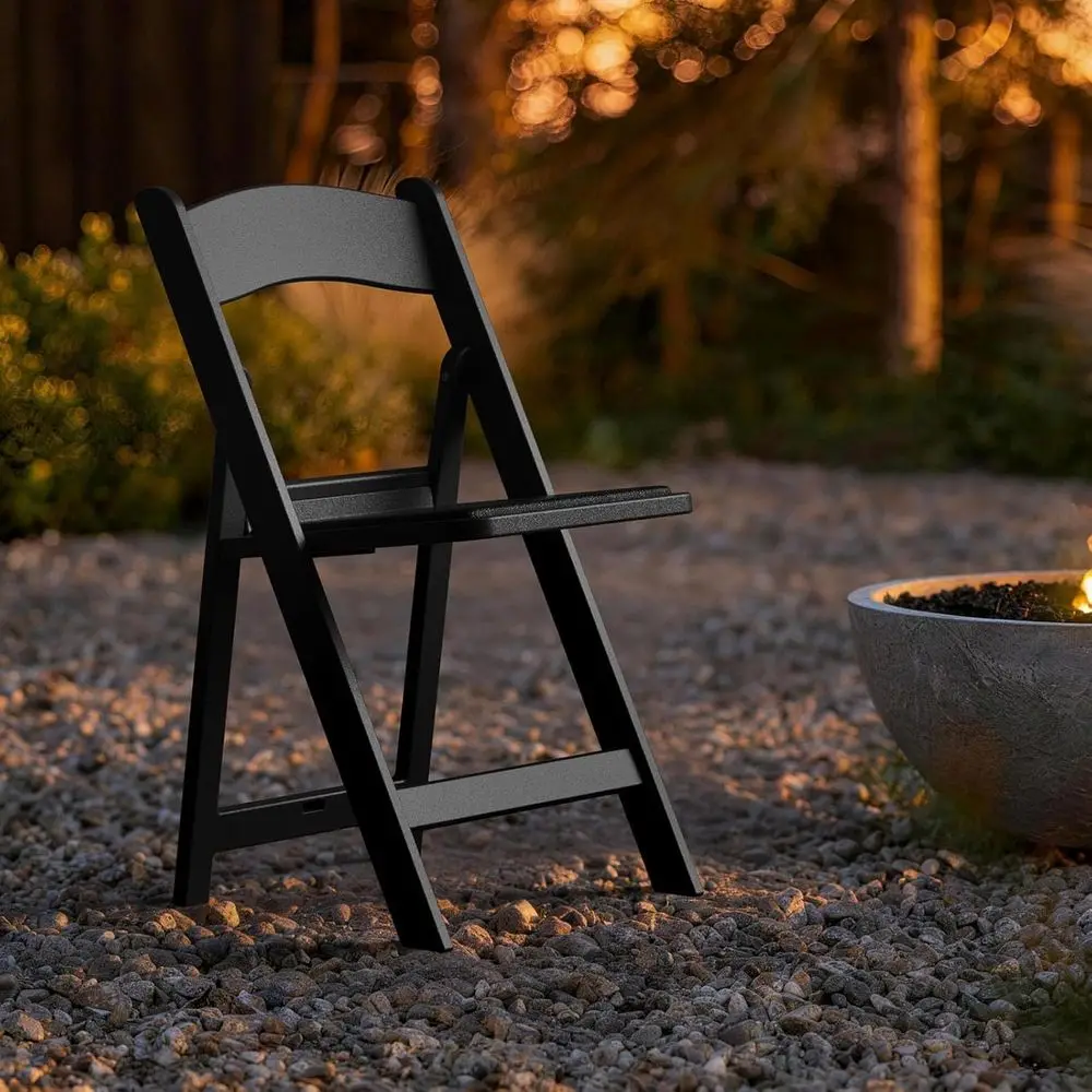 Outdoor Patio Chair Set of 4 for Gardens and Events, Lightweight with Cushioned Seats, Waterproof, Double Braced, Non-Slip Feet,