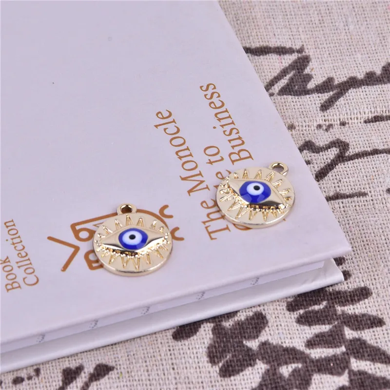 

10pcs 15*18mm Metal Evil Eyes Charms Golden Color Dangel Earring DIY Jewelry Making Bulk Wholesale