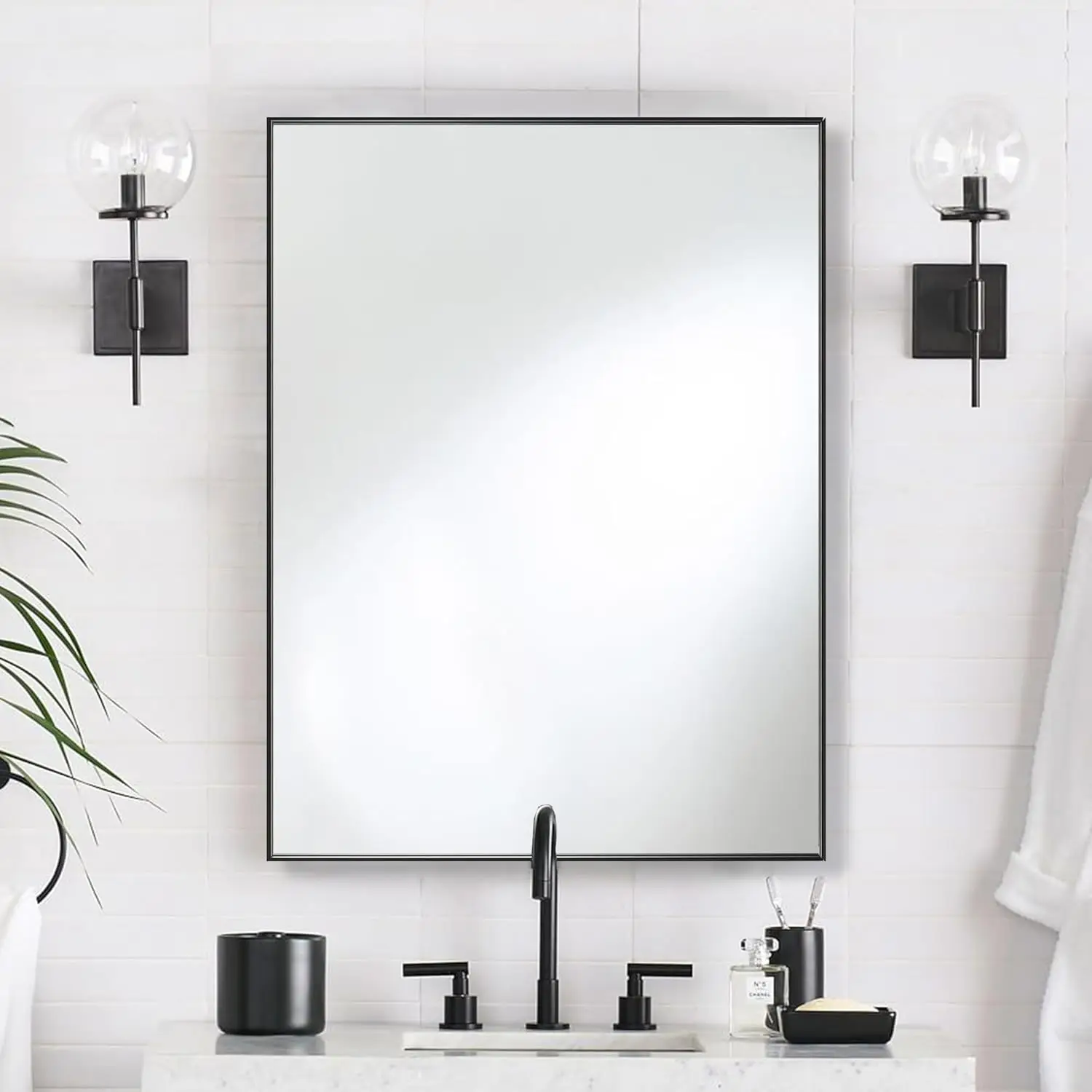 24 x 36 Inch Rectangle Wall Mirror, Aluminum Frame Rectangular Mirror for Bathroom, Vanity, Bedroom, Living Room, Entryway, Wall