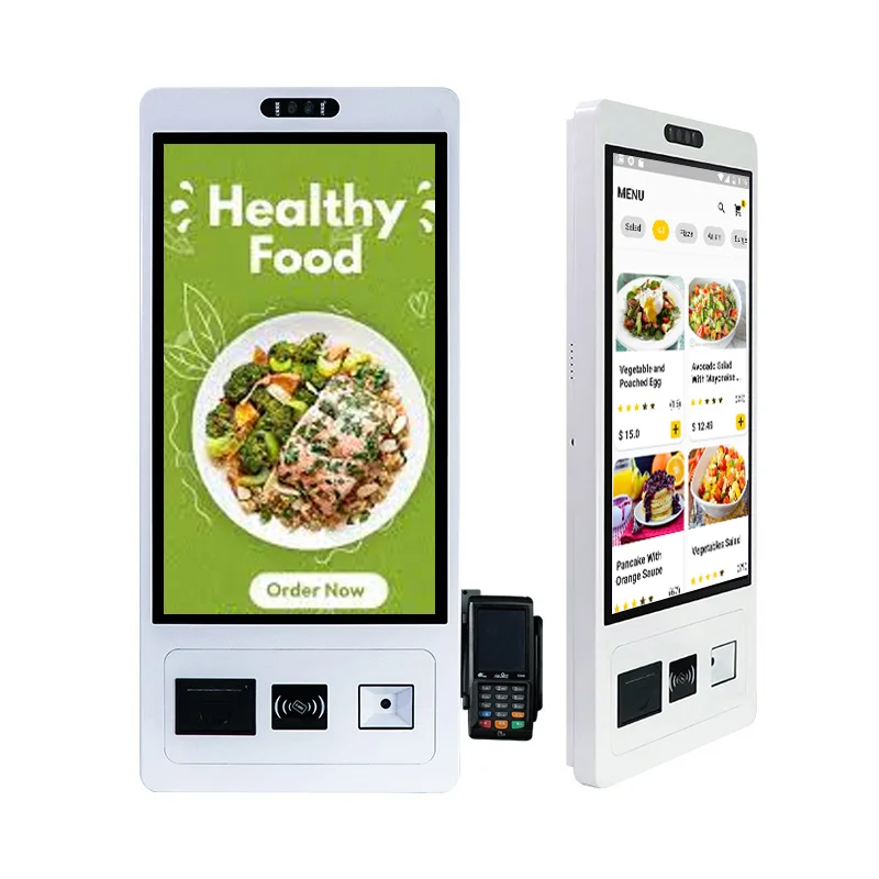 Printer Card Reader QR Code Scanner 15 21 24 27 32 inch Interactive Touch Terminal Self Service Payment Kiosk for Restaurant