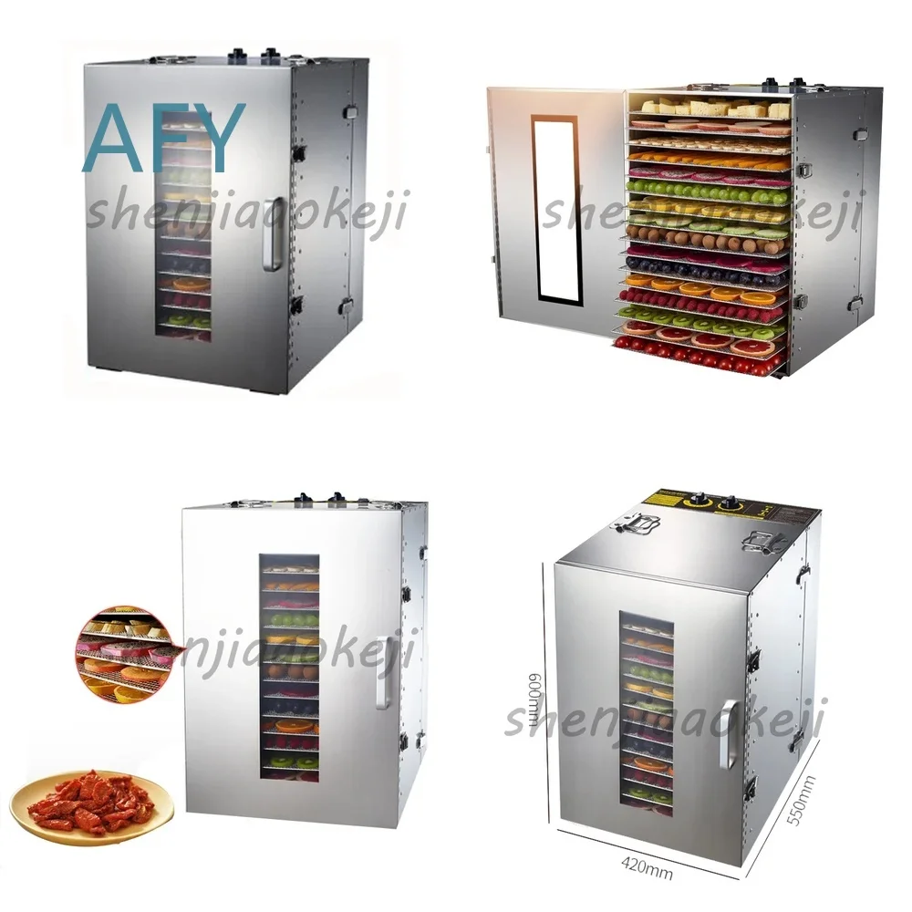16 Tray Food Dehydrator for Fruits Vegetables Herbs Snacks Air Dryer Machine Drying Equipment Kitchen Appliance 220V 1000W