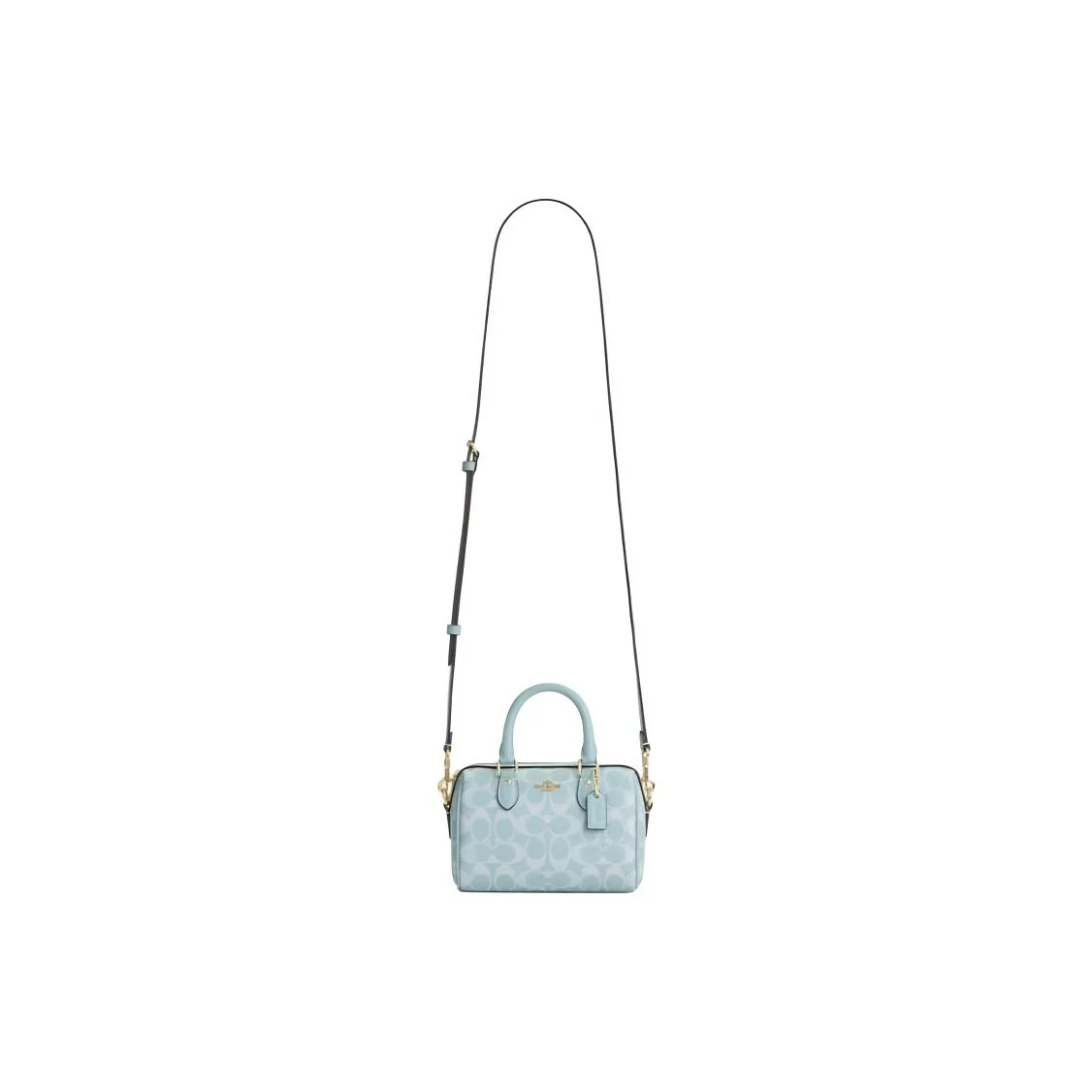 Afbeelding 5: COACH gecoat canvas met glad leer handtas klein dames lichtblauw CEY63-IMXUM
