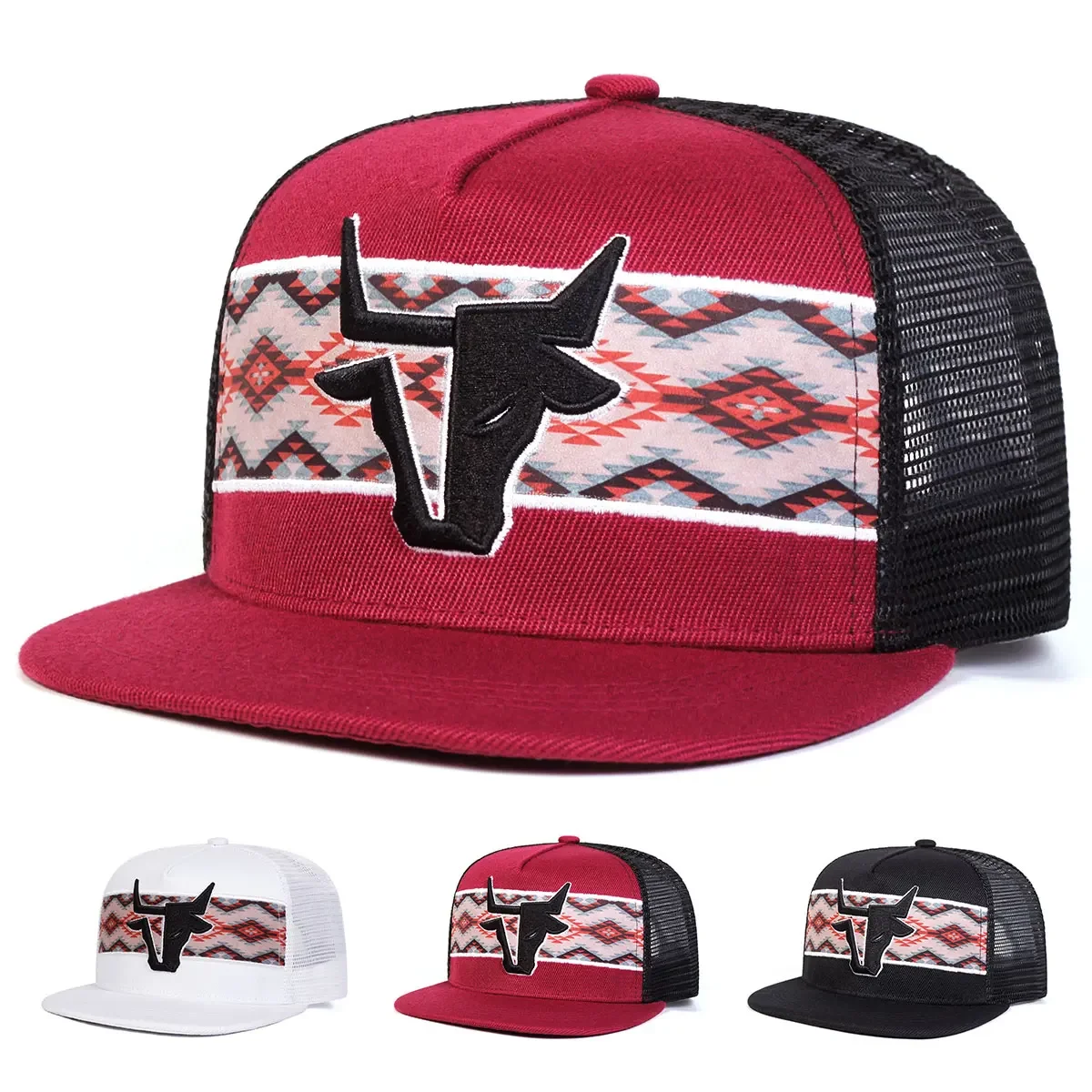 Unisex Head Embroidery Hip-hop Net Hats Spring Summer Outdoo