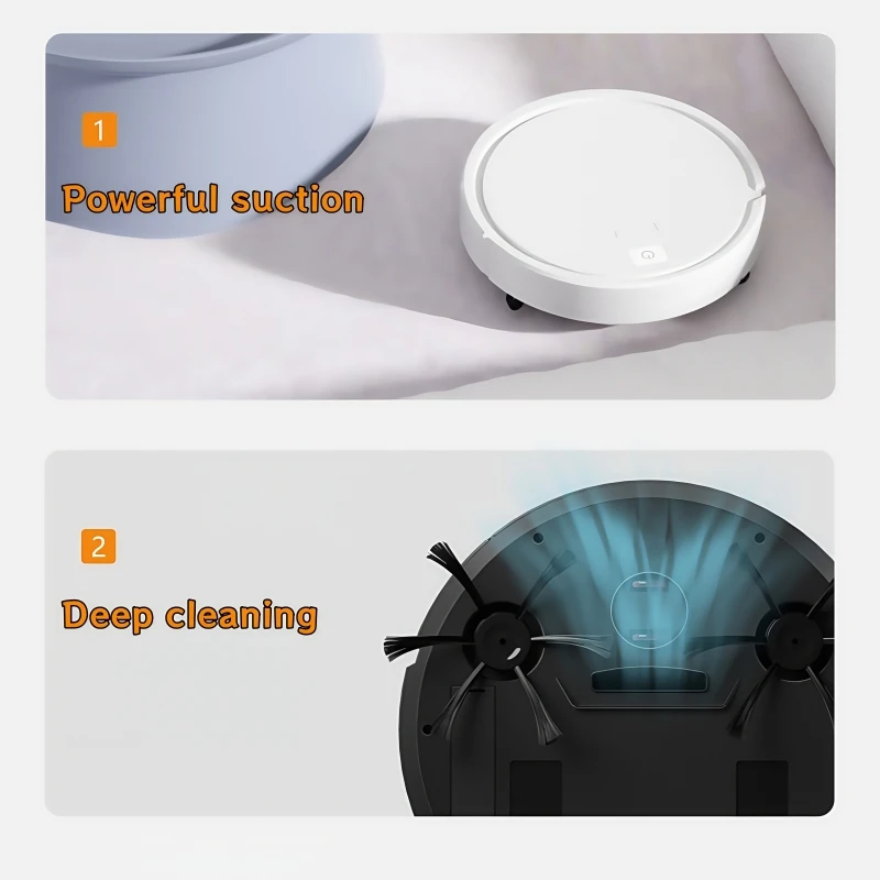 초박형 3-in-1 로봇 진공청소기 및 물걸레: 단단한 바닥, 애완동물 털, 타일 청소용 청소, 습식 및 건식 청소 - 자동 및 충전식