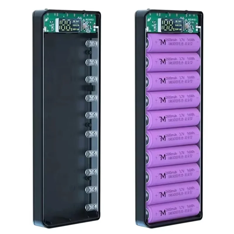 Caja de batería portátil con soporte para 10/8 baterías 18650, con doble puerto USB, para iPhone y Xiaomi, carcasa de batería desmontable.
