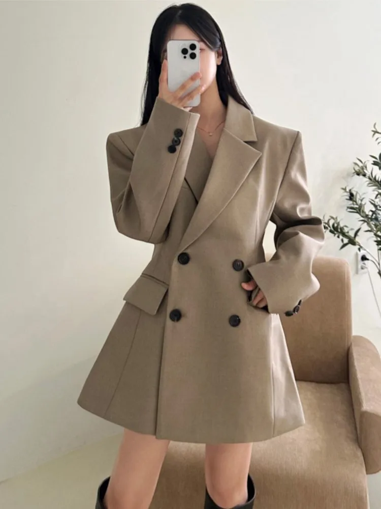 Autumn New Elegant Blazer Coats for Women Long Sleeve Office Lady Korean Fashion Casual Loose Street Trends Solid Blazers Jacket