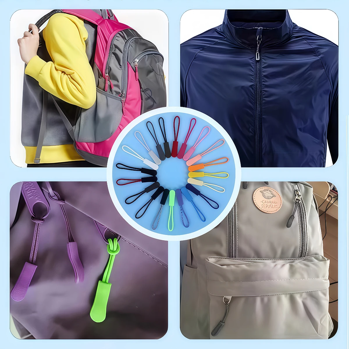30/100pcs Zipper Pull Puller End Cord Rope Tag Replacement Clip Broken Buckle Fixer Zip Tab Travel Bag Suitcase Tent Backpack image 6