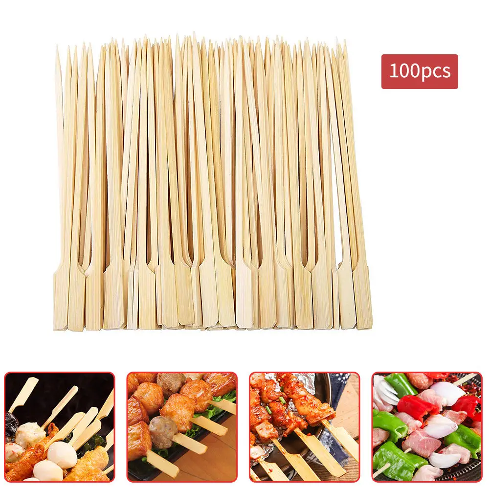 Bamboo stick for barbecue, 12cm/15cm/18cm natural stick, barbecue, party, cocktail, buffet, meat and fruit 100 pieces